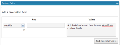 How to input a subtitle into the custom field box for use with the title tag