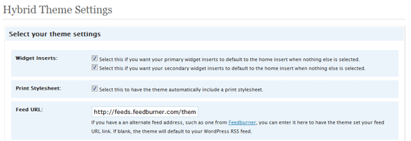 WP theme settings
