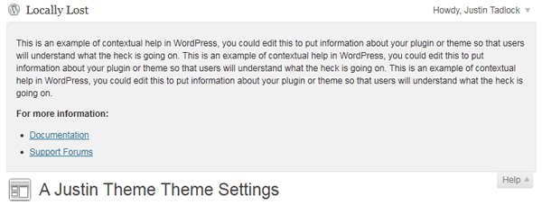 Contextual Help Tab