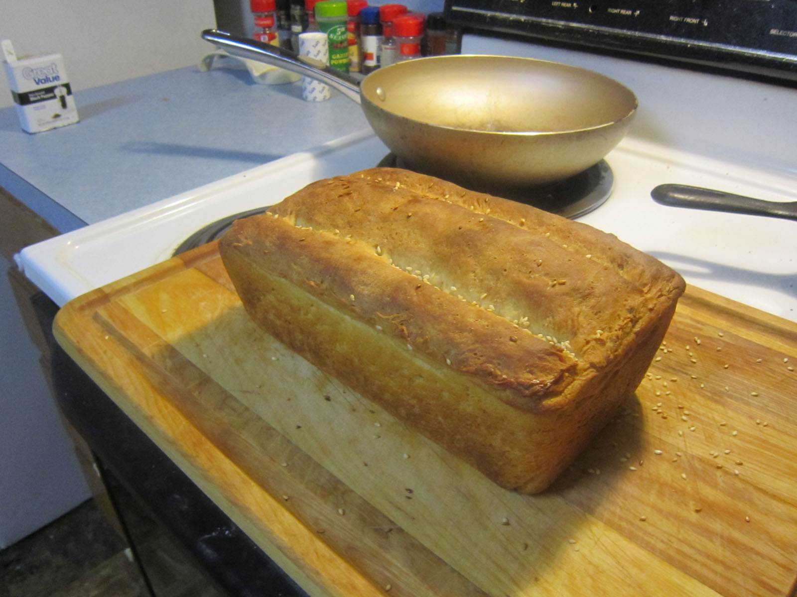 View of a loaf of homemade bread