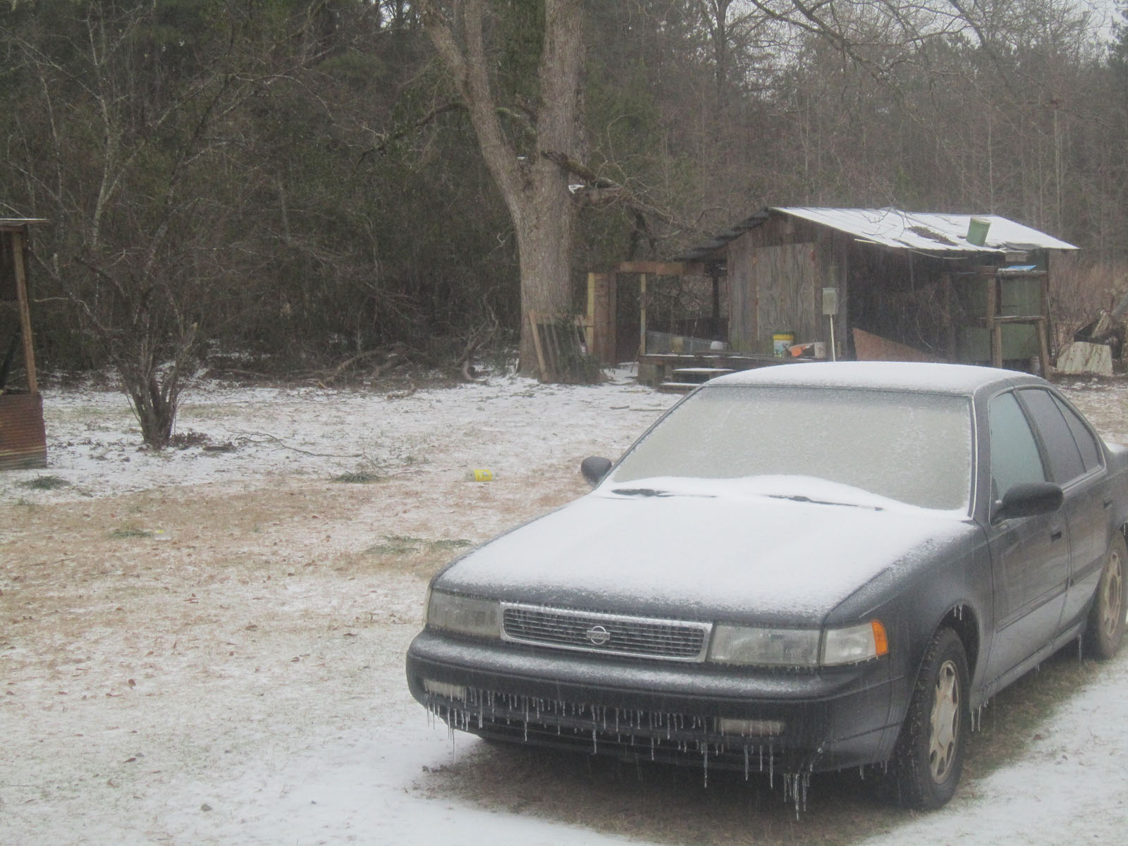 Old, frozen car