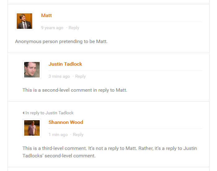 Screenshot of nested comments