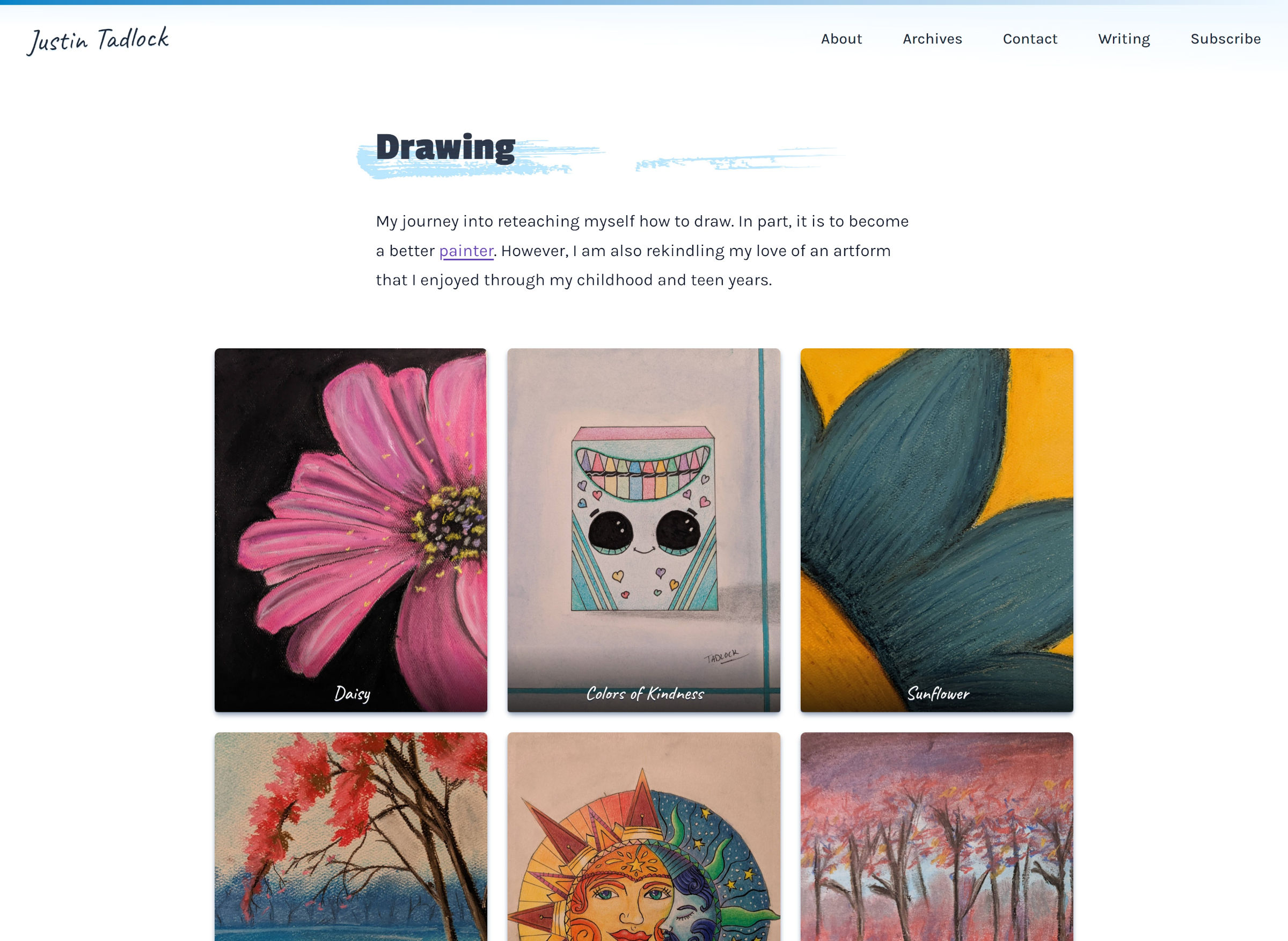 Screenshot of the site’s drawing portfolio.